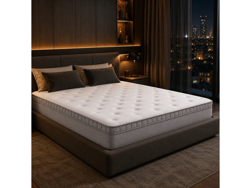  Matelas 140x200 cm h3 25 cm en mousse et ressorts à poches 7 zones avec mousse confort blanc ancien chicfurn  - Conforama B
