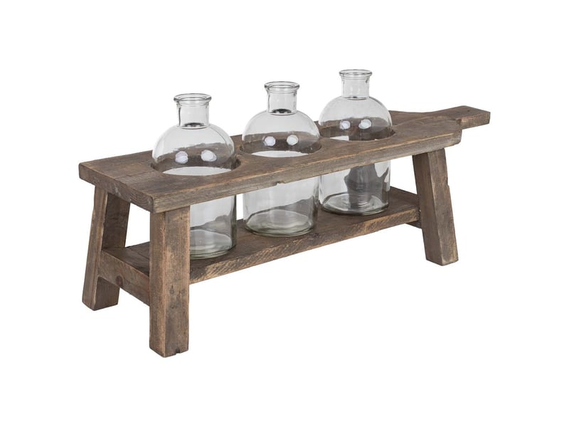  Vases avec support en bois brun 65x21,5x28,5 cm h  - Conforama D