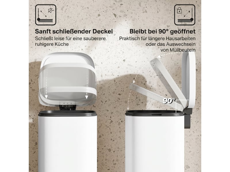  Poubelle de cuisine à pédale en métal 30l 29x36x59,5 cm  - Conforama E
