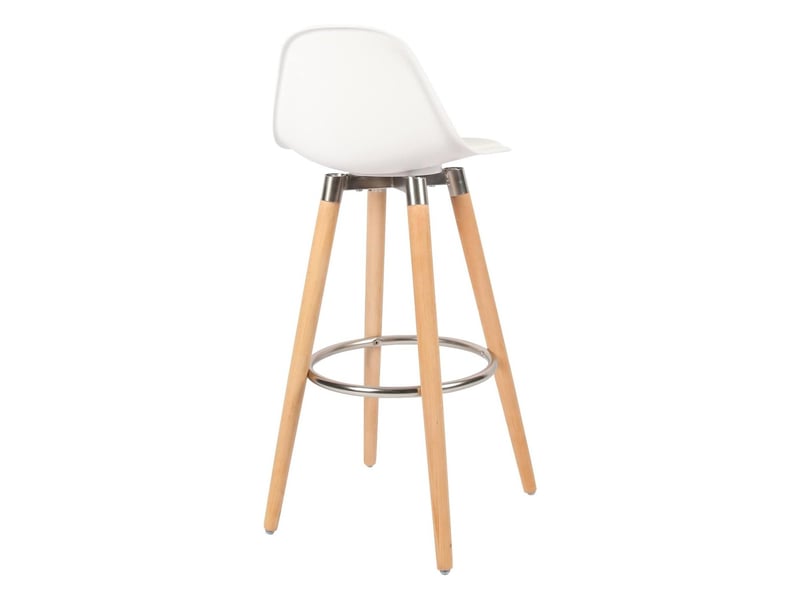 Lot 4 tabourets de bar blanc pieds bois de hêtre 39,5 x 44 x 91 cm 62511 - Conforama D