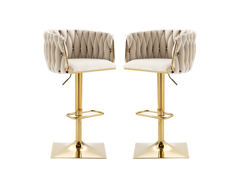 Lot de 2 tabourets de bar vintage avec dossier et repose-pieds, hauteur comptoir  - Conforama A