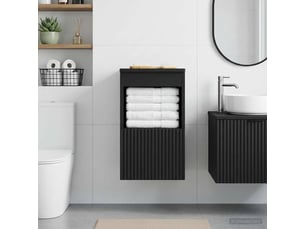 Armoire de salle de bain, meuble de rangement noir 30x35x50 cm bois d'ingénierie