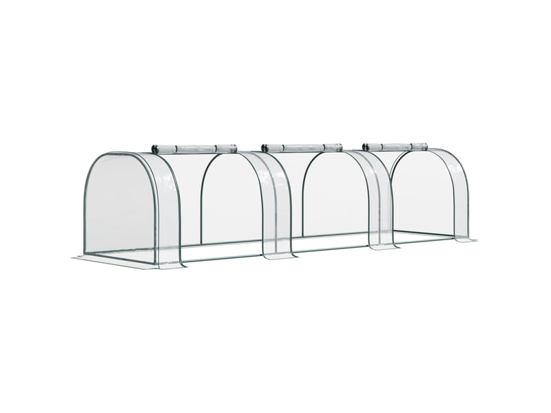 Serre tunnel transparente 350 x 100 x 80 cm en pvc avec porte enroulable, structure en acier - Conforama A