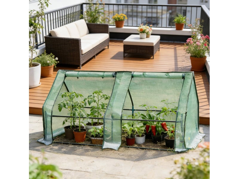  Mini-serre 180x90x90 cm structure en métal verte  - Conforama C