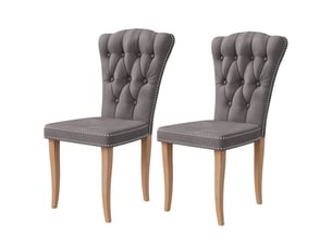 Lot de 2 chaises salle à manger,chaises de cuisine, dossier clouté,pieds en bois,rembourrée,50x47x99 cm,velours,gris