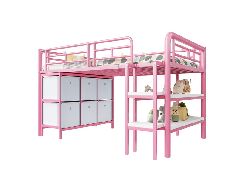  Lit superposé en métal rose 105x207 cm  - Conforama A