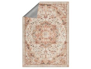 Tapis vintage lavable 160 x 230 cm, tapis antidérapant, pour salon, chambre, salle à manger, beige