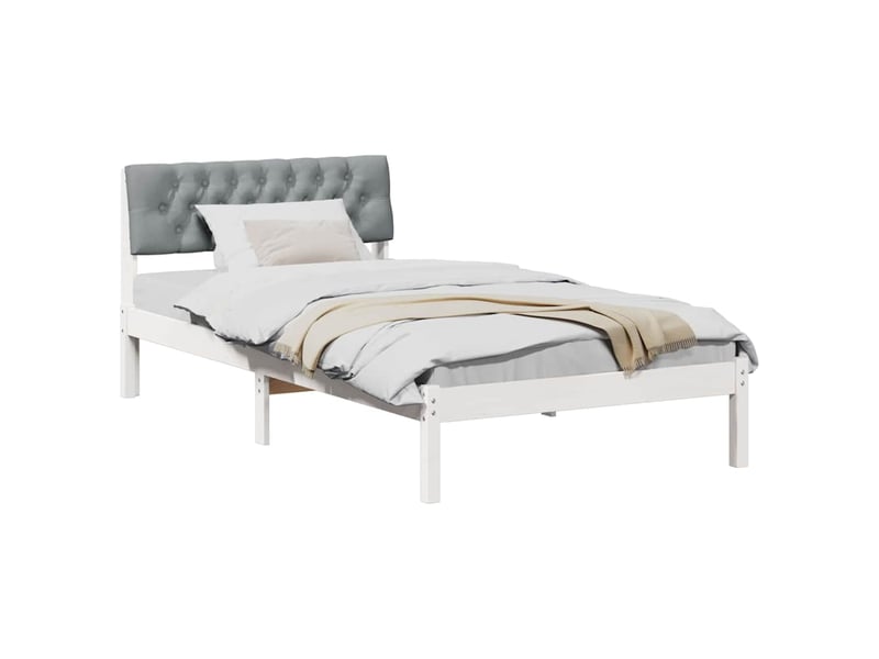  Lit simple- lit adulte -  cadre de lit avec tête de lit blanc et gris clair 100 x 200 cm  - Conforama B