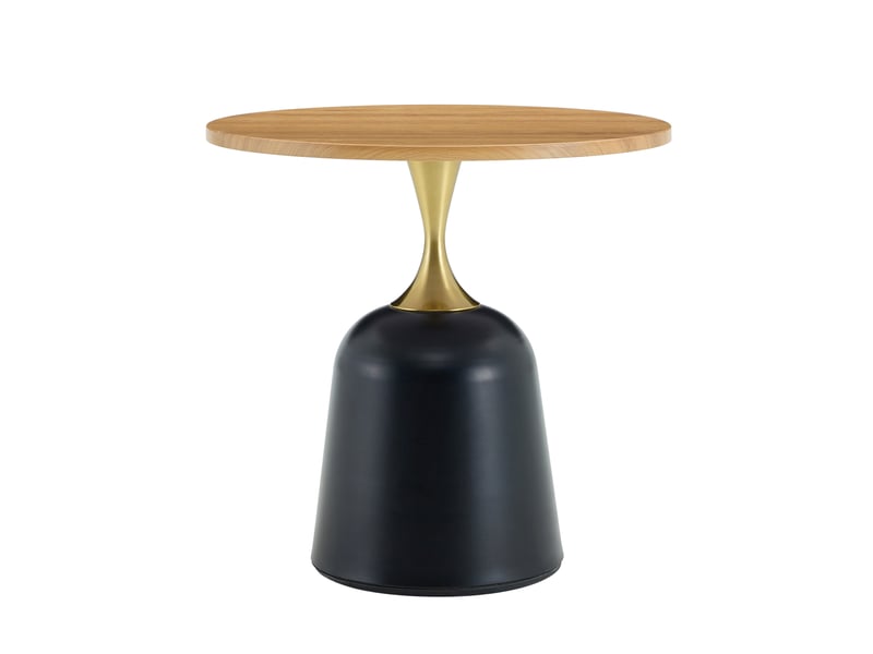  Table d’appoint ronde 60x60 cm avec piètement en métal couleur bois  - Conforama B