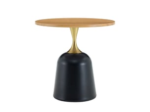 Table d’appoint ronde 60x60 cm avec piètement en métal couleur bois