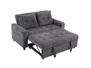 Canapé droit convertible <strong>MODENVIE</strong> <strong></strong> 2 places Velours côtelé gris