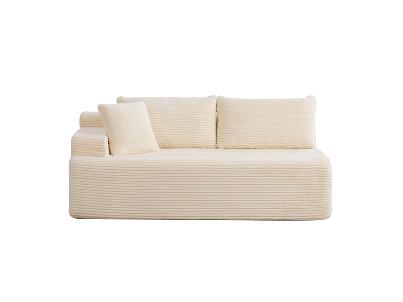 Canapé modulaire en tissu chenille ivoire, canapé avec méridienne pour se détendre, mousse 30d, salon moderne - Conforama A