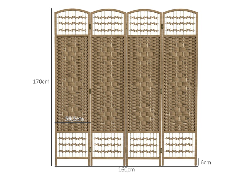  Paravent intérieur en bois séparateur de pièce cloison pliable 4 panneaux bois naturel 160 x 170 cm  - Conforama C