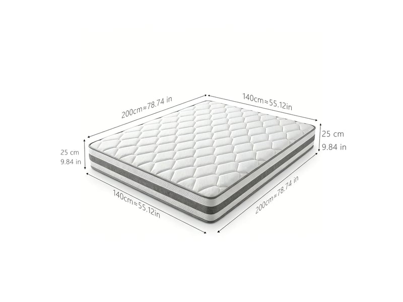  Matelas à ressorts ensachés 140x200 cm blanc, h4 25 cm, 7 zones ergonomiques avec mousse confort  - Conforama C