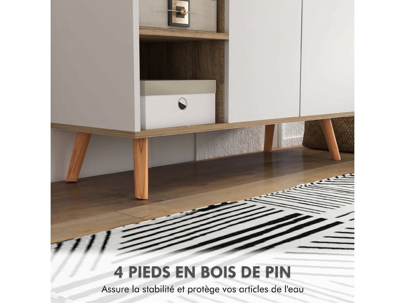  Meuble de rangement buffet cuisine 1 tiroir 1 placard double porte 3 étagères réglables blanc 95 x 35 x 85 cm  - Conforama W
