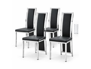 Lot de 4 chaises de salle à manger 44x42,7x109 cm métal et polyuréthane (pu) noir et argenté