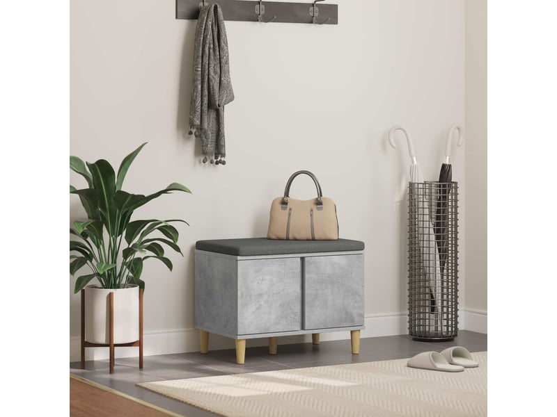  Banc d'entrée, banc interieur avec coussin gris béton 60x38x46 cm shl97911  - Conforama B