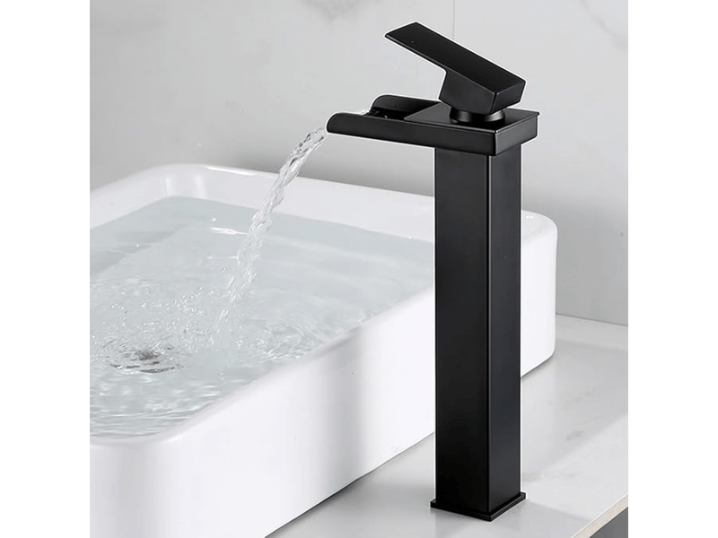  Robinet mitigeur de lavabo haut, noir, à large ouverture, cascade, robinets de lavabo g12, robinets de lavabo hauts, noir  - Conforama A