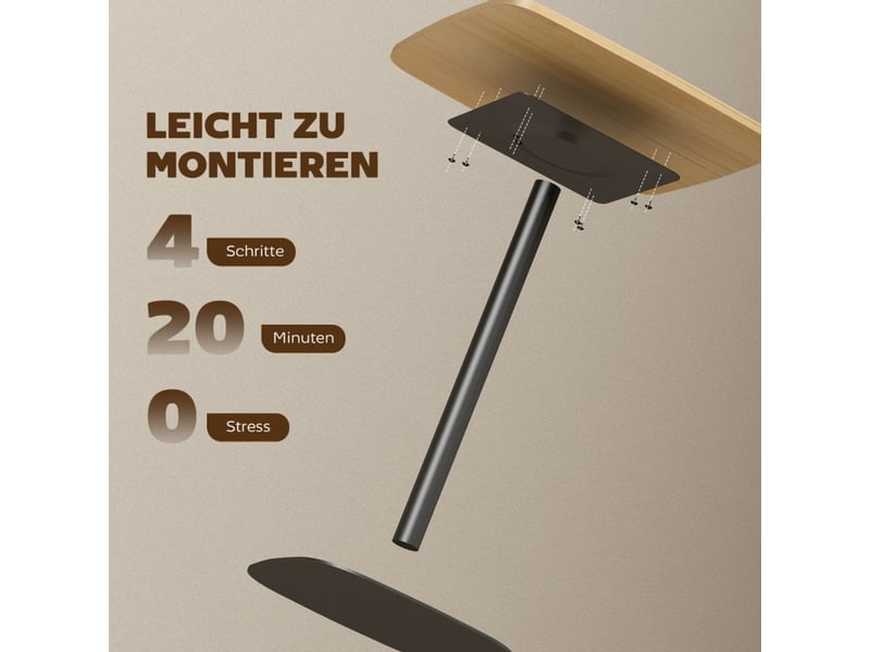 Table à manger 60 cm plateau en mdf table de cuisine format compact plateau carré piètement en acier finition aspect bois naturel détails noirs - Conforama B