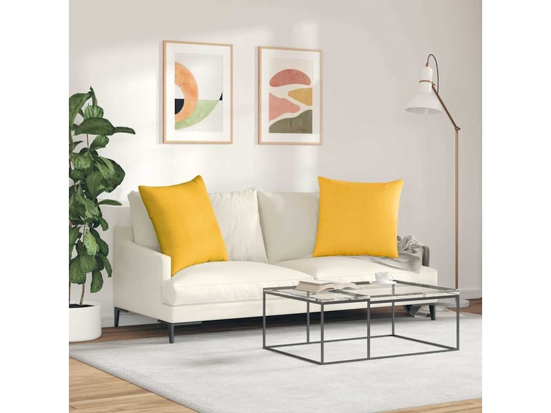 Lot de 2 coussins de canapé, coussins décoratifs jaune clair 80 x 80 cm cf59121 - Conforama D
