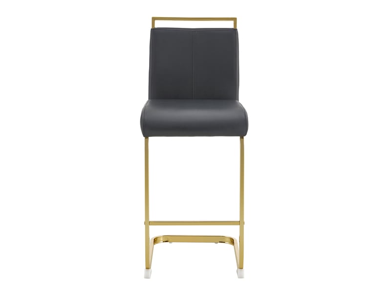  Lot de 2 chaises hautes nordiques – simili cuir noir, pieds dorés, barcuisine, design scandinave  - Conforama A