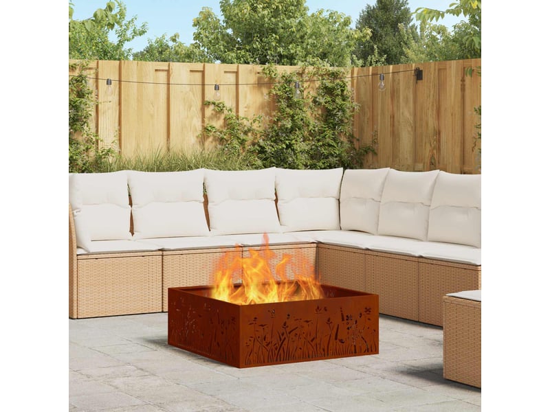  Brasero exterieur, foyer rouillé 80x80x30 cm acier patiné  - Conforama B