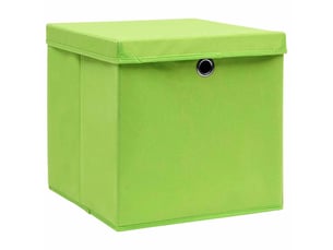 Boîtes de rangement avec couvercles 4 pcs vert 32x32x32cm tissu