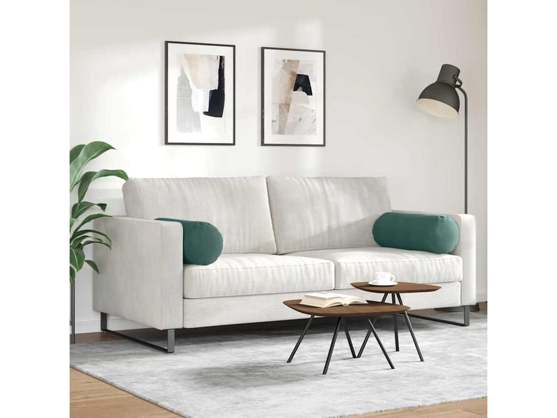  Lot de 2 coussins d'accent, coussins décoratifs, coussins lombaires vert foncé ø 25 x 70 cm cf56757  - Conforama D