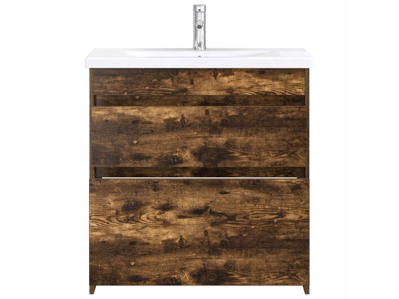 Ensemble de mobilier de salle de bain chêne fumé shl8175 - Conforama C