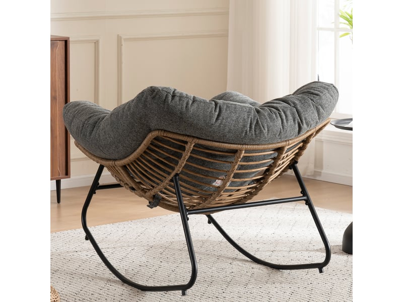  Fauteuil à bascule moderne avec revêtement en chenille, chaise relaxante pour salon et fauteuil pour chambre d'enfant, 102x98x77 cm  - Conforama E