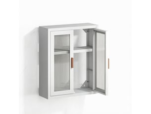 Armoire murale de salle de bain blanche en métal et acrylique, 2 portes, étagère réglable, rangement compact