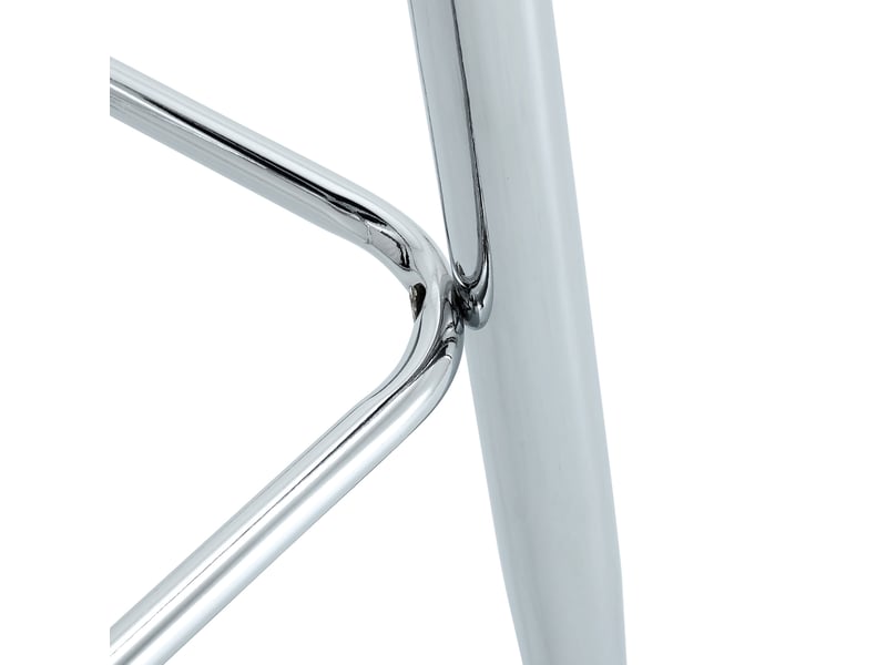 Tabouret de bar lot de 2 avec dossier ergonomique et repose-pieds, en métal et similicuir blanc argenté, 100 cm - Conforama E