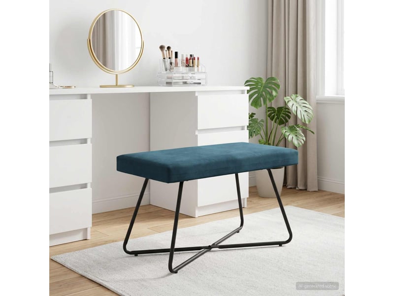  Banc, canapé 2 places bleu 80x40x45 cm velours  - Conforama C