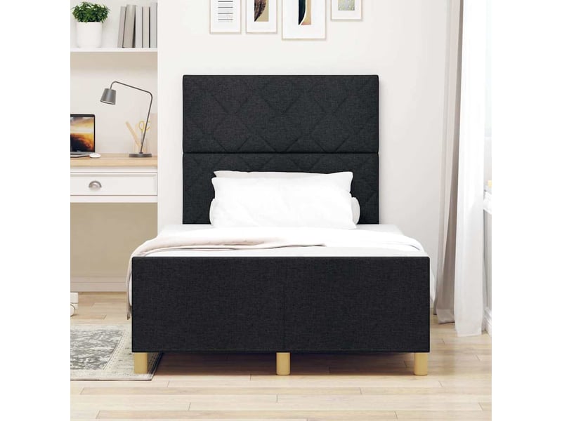  Lit double- lit adulte -  cadre de lit avec tête de lit noir 120 x 190 cm tissu  - Conforama B