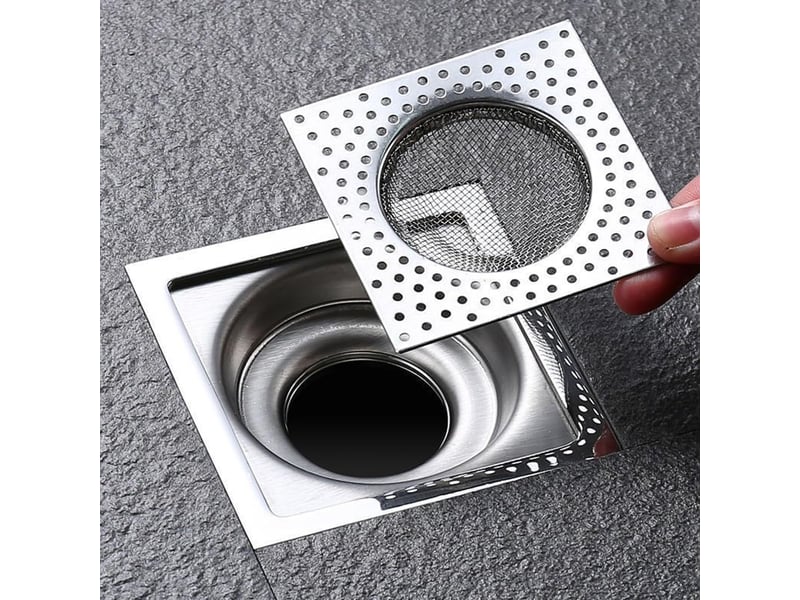 Filtre de bonde de douche, grille de bonde de lavabo, filtre de bonde, collecteur de cheveux (4 pièces carrées) - Conforama A