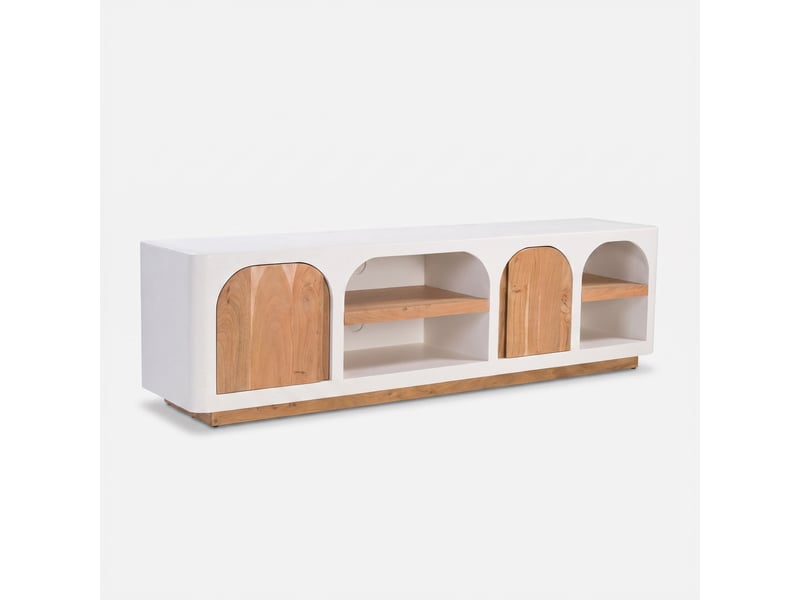 Meuble tv en plâtre blanc cassé 180 cm-fira Fira - Conforama B
