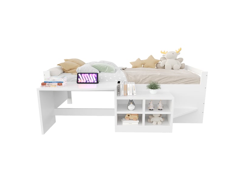  Lit avec rangement 90x200cm coloris blanc bois massif lit enfant blanc - Conforama A