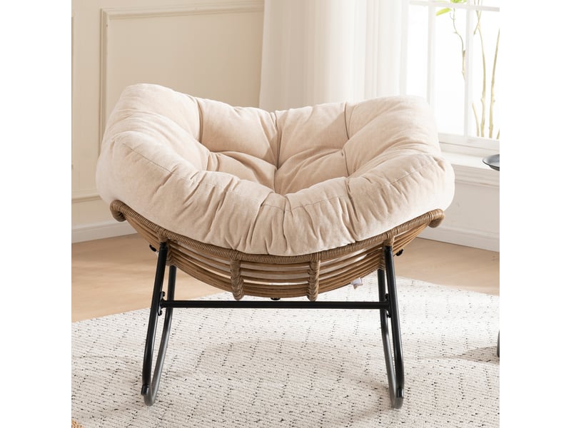  Fauteuil à bascule moderne en chenille, fauteuil pour chambre de bébé et salon, 95x107x83 cm  - Conforama C