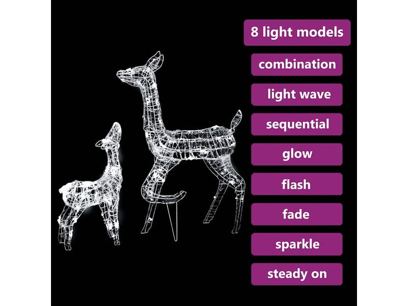  Famille de rennes de décoration, éclairage de noël acrylique 160 led blanc froid cf62032  - Conforama D