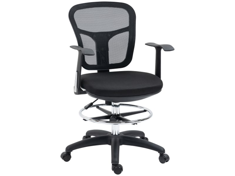  Chaise de bureau ergonomique en mesh noir, accoudoirs, repose-pieds, réglable 95-115 cm  - Conforama A