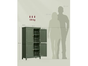 Armoire de salle de bain placard de cuisine meuble de rangement avec 2 tiroirs et 2 portes étagères réglables 30 x 60 x 110 cm vert 12_0004026