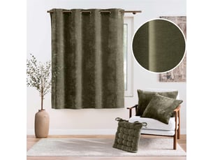 Lot de 2 rideaux à œillets 140 x 180 cm velours chenille cosi kaki petite hauteur