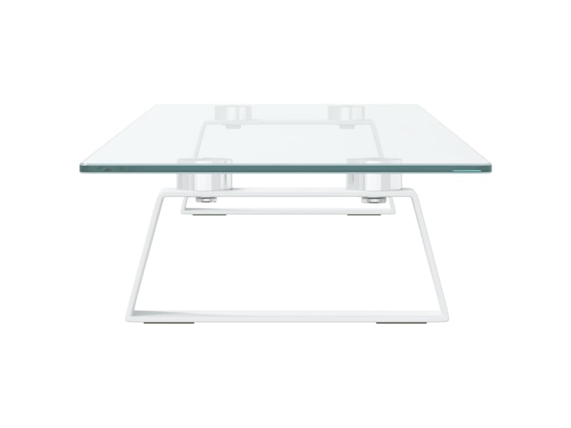  Support de moniteur table meuble bureau 80 x 20 x 8 cm verre trempé et métal blanc 02_0044901  - Conforama C