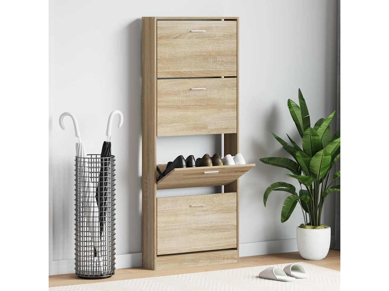  Meuble à chaussure | armoire à chaussures chêne 59x17x150 cm bois d'ingénierie  - Conforama B