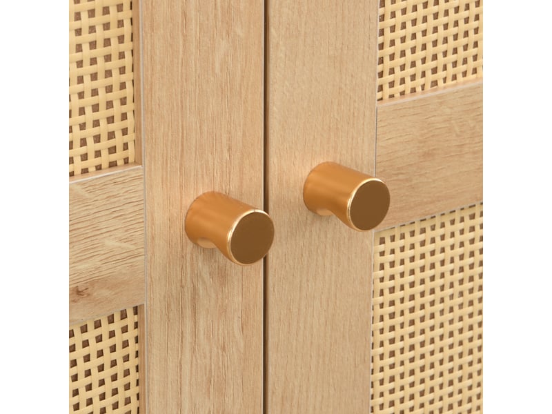  Armoire à effet rotin avec penderie et 2 tiroirs pour chambre en mdf 80×50×180 cm naturel  - Conforama D