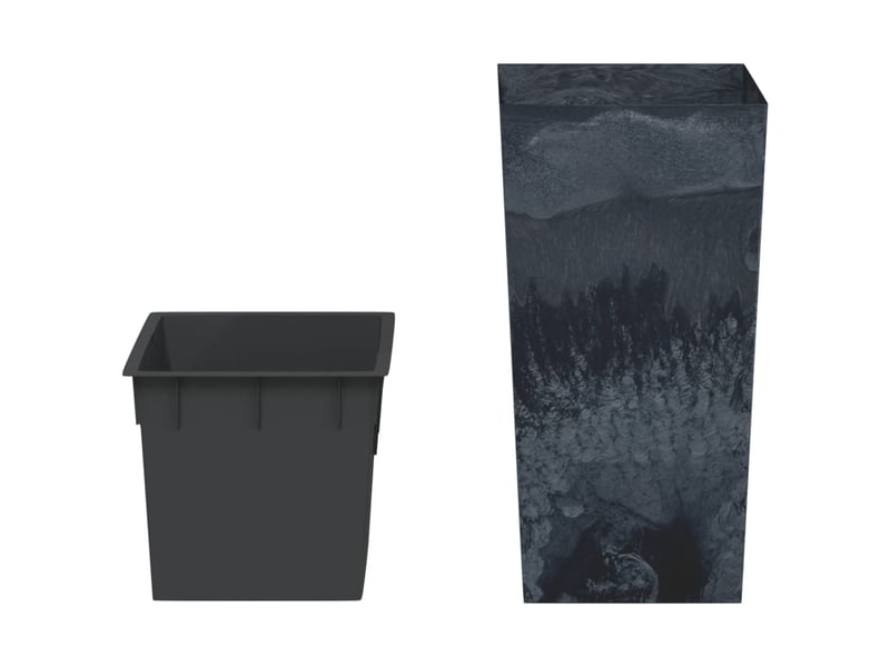  Jardinière - bac à fleurs et intérieur amovible anthracite pp aspect béton  - Conforama C