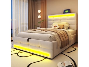 Lit simple 90x200 cm <strong>HAUSS SPOLE</strong>  <strong></strong> coloris beige
