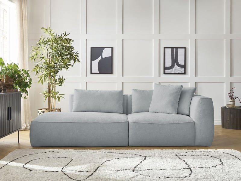  Bobochic canapé droit fixe 3 places leopold tissu texturé gris clair  accoudoir droit LEOPOLD - Conforama C