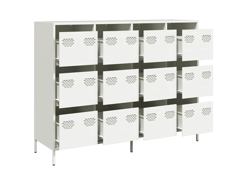  Buffet - bahut - meuble de rangement blanc 135x39x103,5 cm acier laminé à froid  - Conforama D