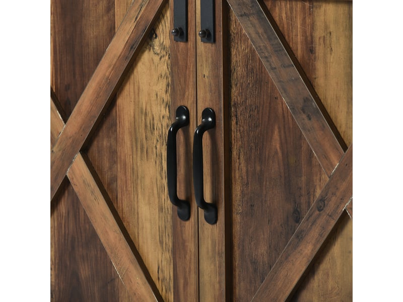  Meuble tv - industriel - 148x40x78 cm - portes coulissantes - étagères réglables  - Conforama W